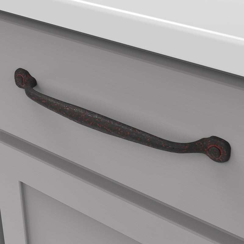 Hickory Hardware 1 Pack Solid Core Kitchen Cabinet Pulls, Luxury Cabinet Handles, Hardware for Doors & Dresser Drawers, 8-13/16 Inch (224mm) Hole Center, Rustic Iron, Refined Rustic Collection - Image 4
